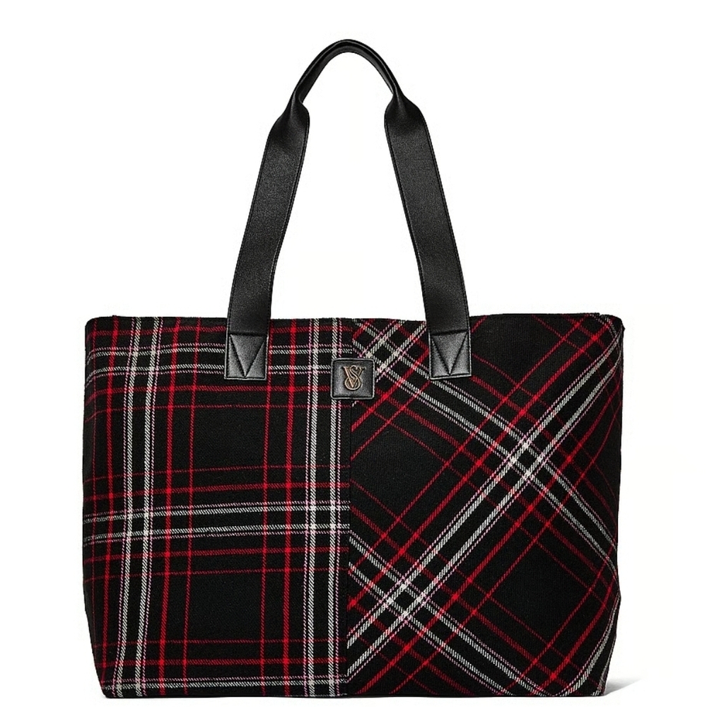 Victoria's Secret Red and Black Plaid Tote